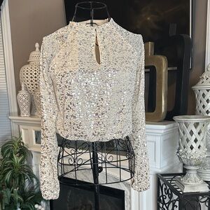 H&M Silver Sequin Blouse